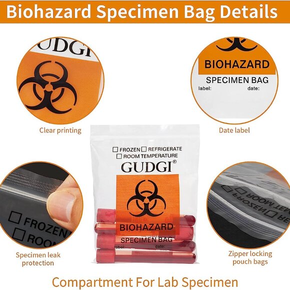New Halloween Biohazard Specimen Bags 6" X 9" (50 Pack) - Picture 4 of 8